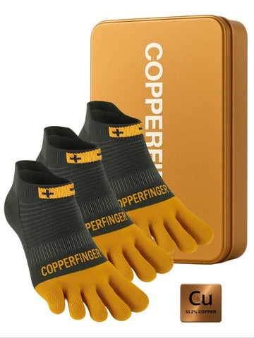 COES COPPERFINGER Toe Socks 3 Pairs No Show Tab Women Size 6-9.5